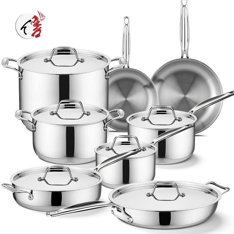 Realwin 14pcs triply stainless steel cookware set