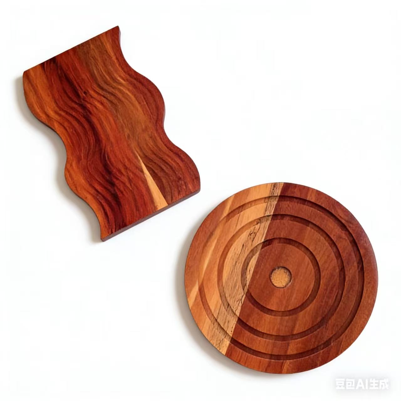 Creative Acacia Wood Placemat/Heat Insulation Pad (Wavy + Round Style)