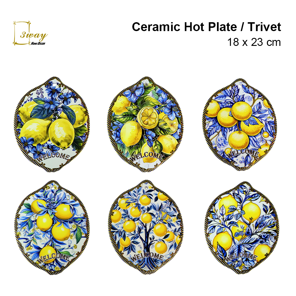 SquareFit Ceramic Trivet Lemon Shape 18x23 cm