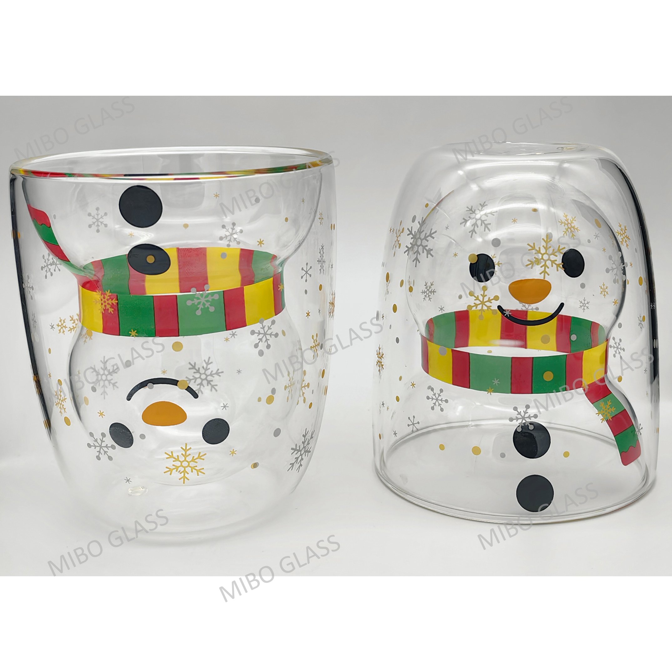 Borosilicate double wall glass cup,coffee cup,tea cup,cute stling cup,snowman cup