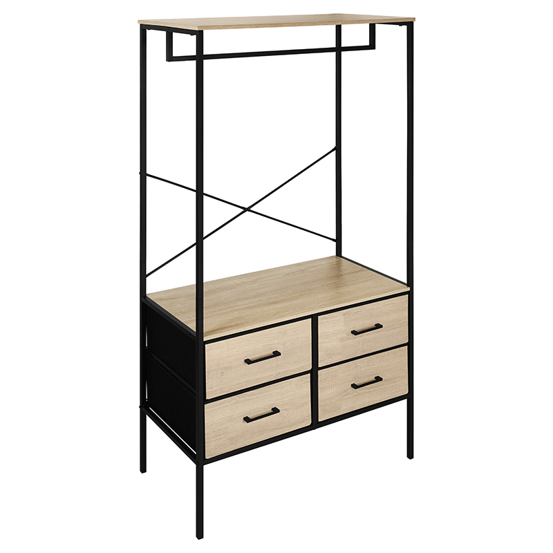With 4 storage drawers and a coat rack