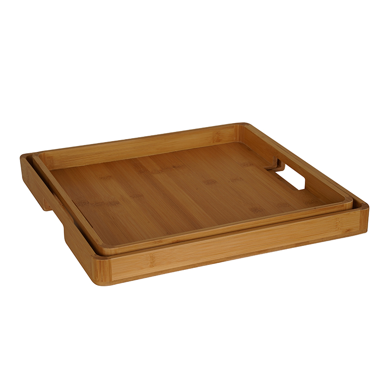 Home 2-piece bamboo dinnerware set (with handles) - Breakfast tray