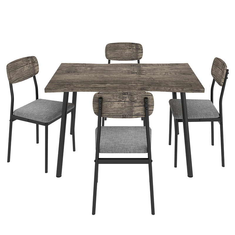 Dining table with fabric padded chairs