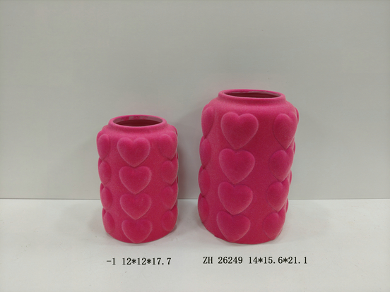 Ceramic flower vases with morden designs with velvet surface