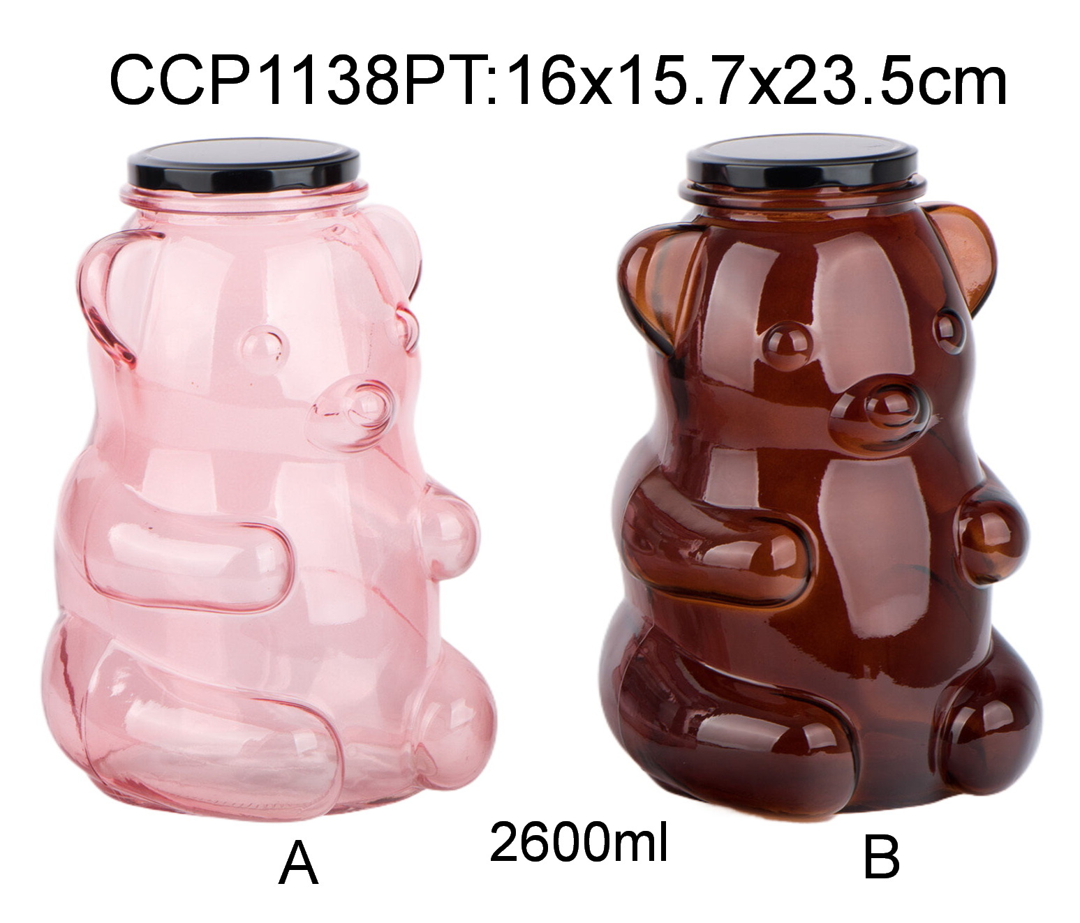 Square Glass food storage jar with black screw metal lid