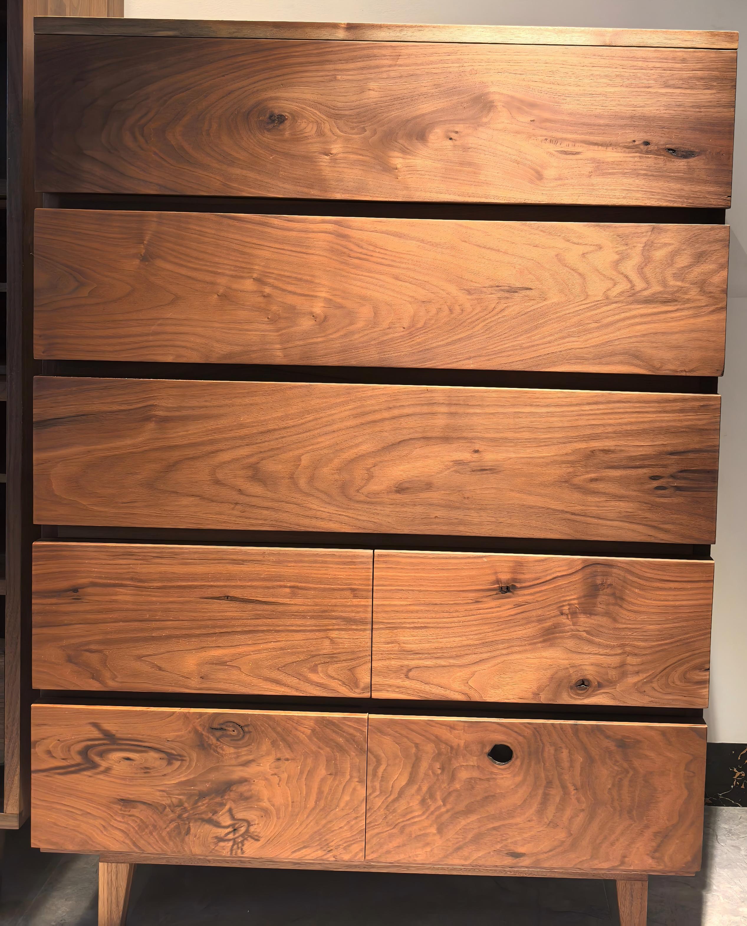 Five-drawer chest, solid wood, North American black walnut wood