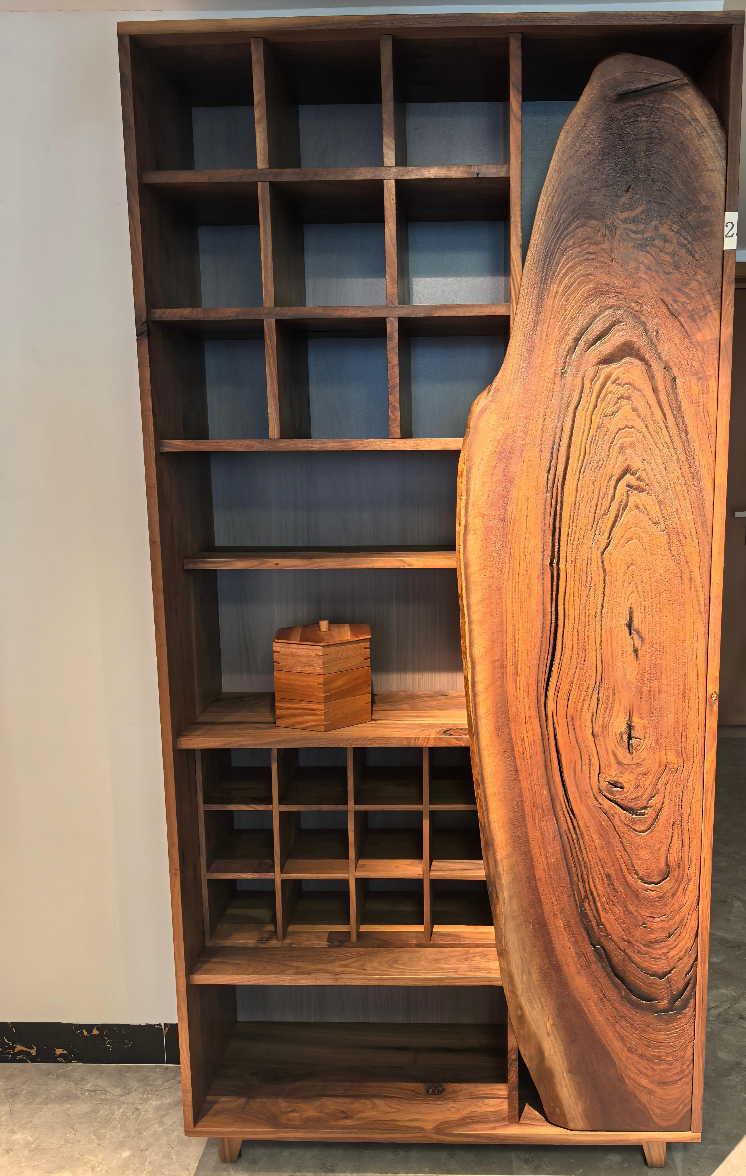 Vertical storage display cabinet, solid wood furniture, North American black walnut wood