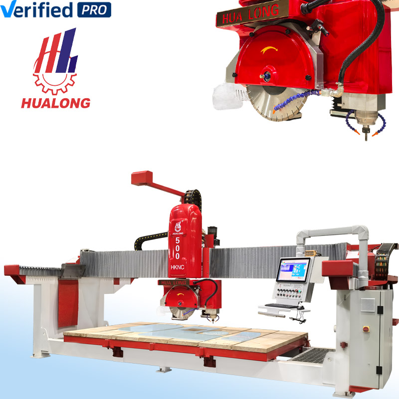 HUALONG 5+1 Axis CNC Bridge Saw for Stone Processing