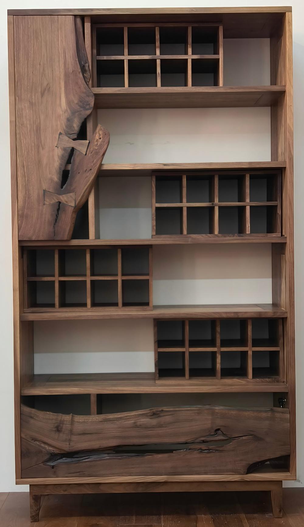 Vertical storage display cabinet, solid wood furniture, North American black walnut wood