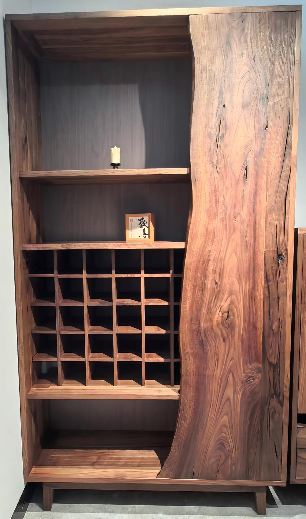 Vertical storage display cabinet, wooden furniture, North American black walnut wood