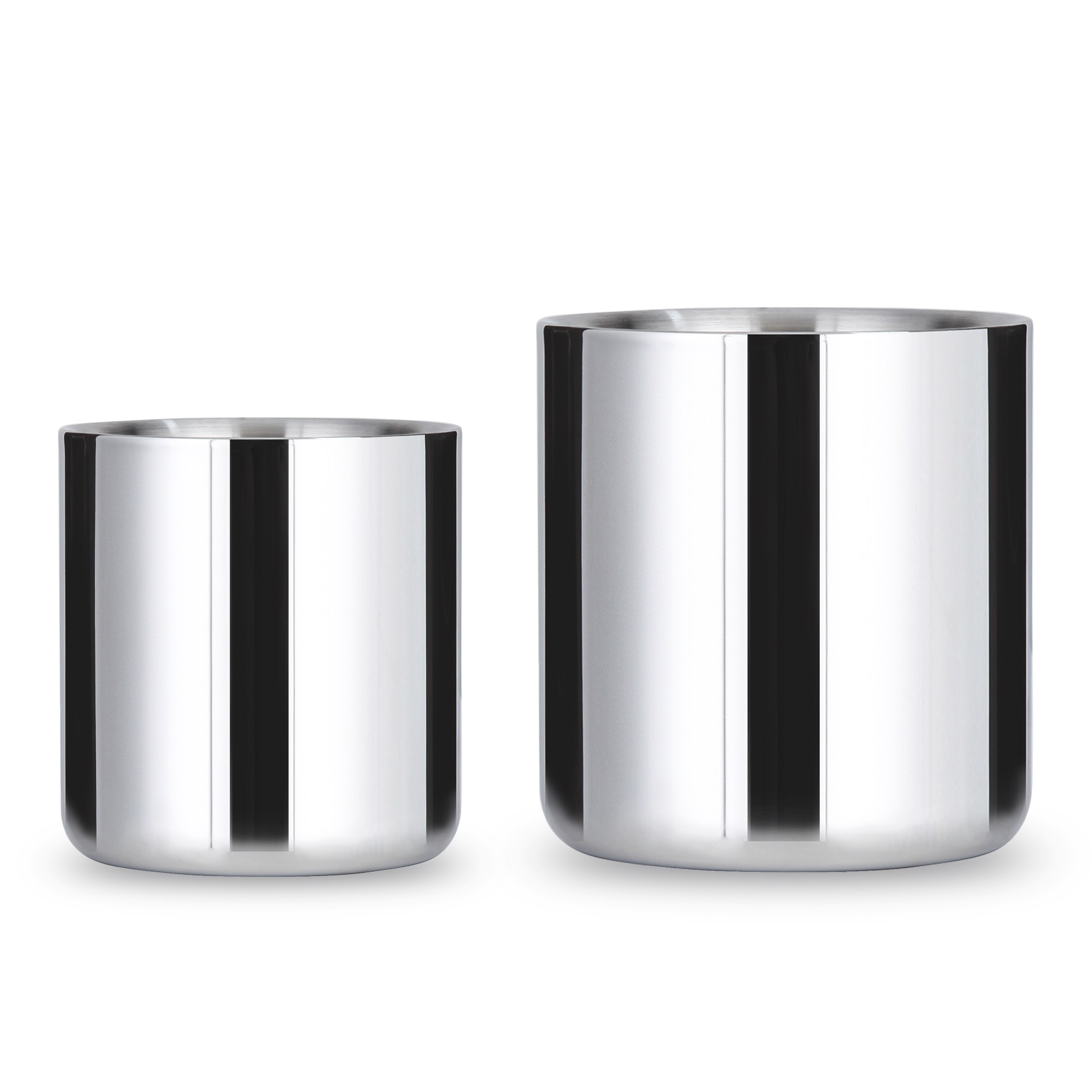 Stainless Steel Espresso Cup 2pcs Set Double Wall Insulated Metal Demitasse Cups