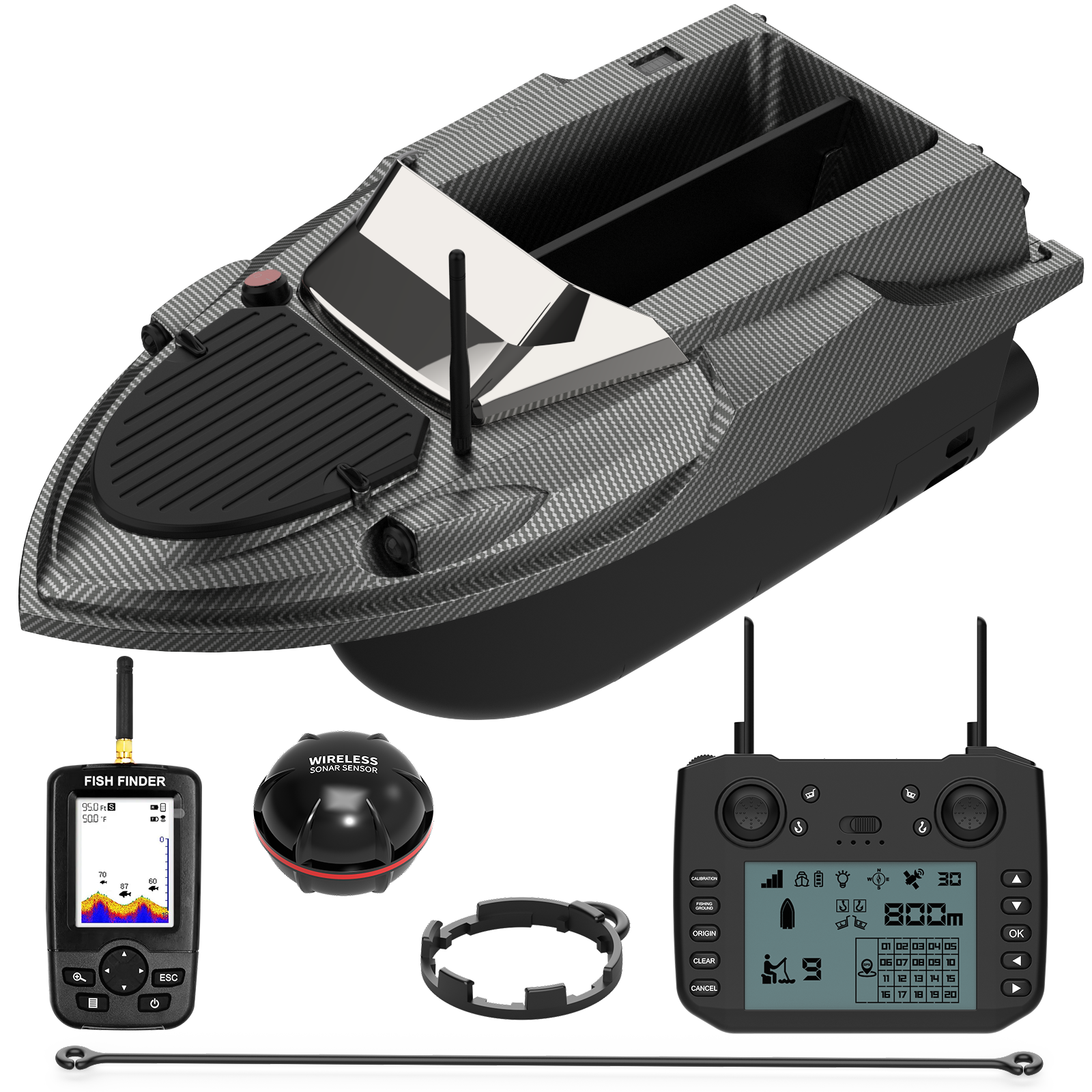 Flytec V080 Large Size9Fishing Ground180AnchorPoints12VHighSpeedGPSFishfinderTrawlingNestRCBait Boat