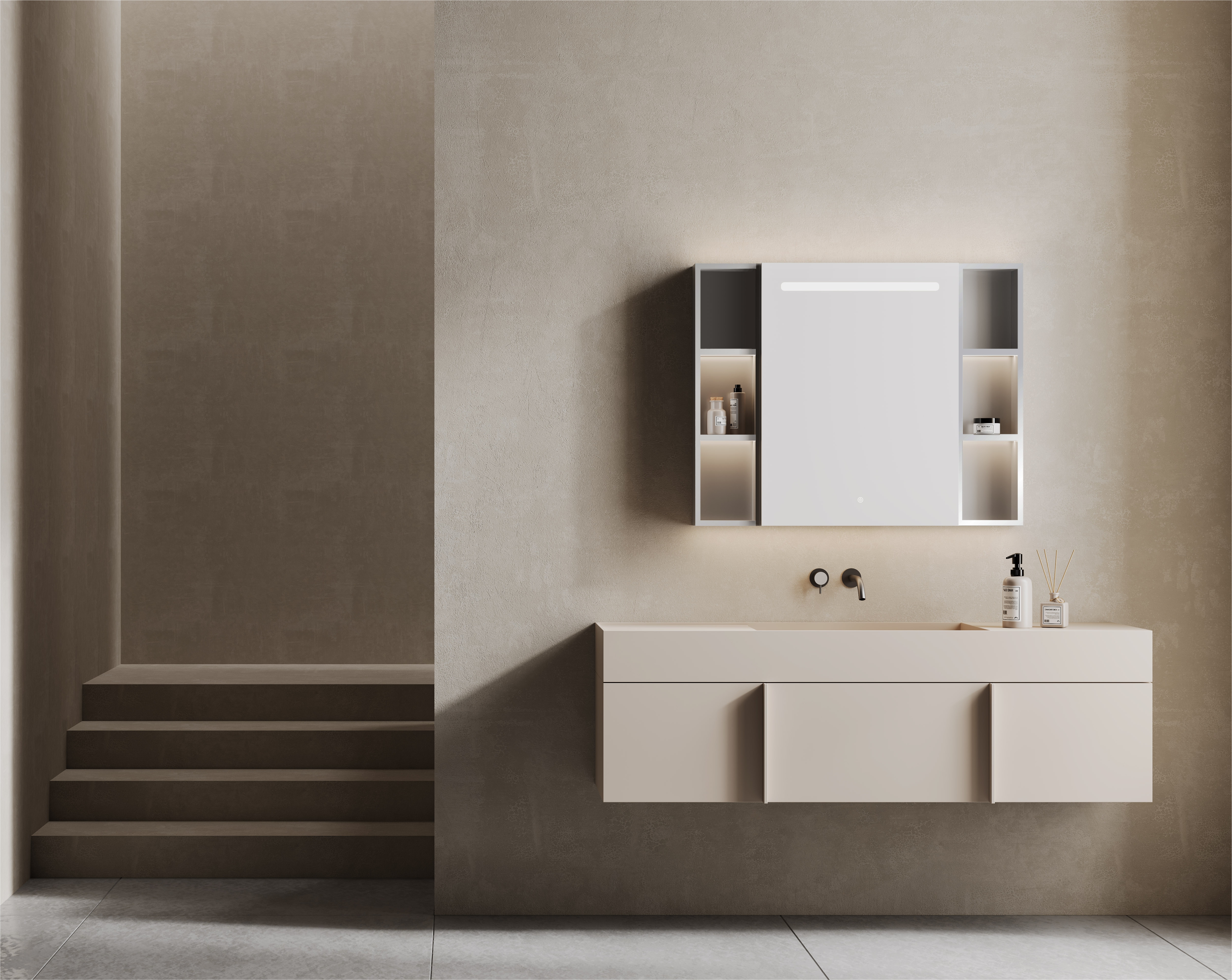 Neptum NGH104 LED Bathroom Mirror Cabinet Storage