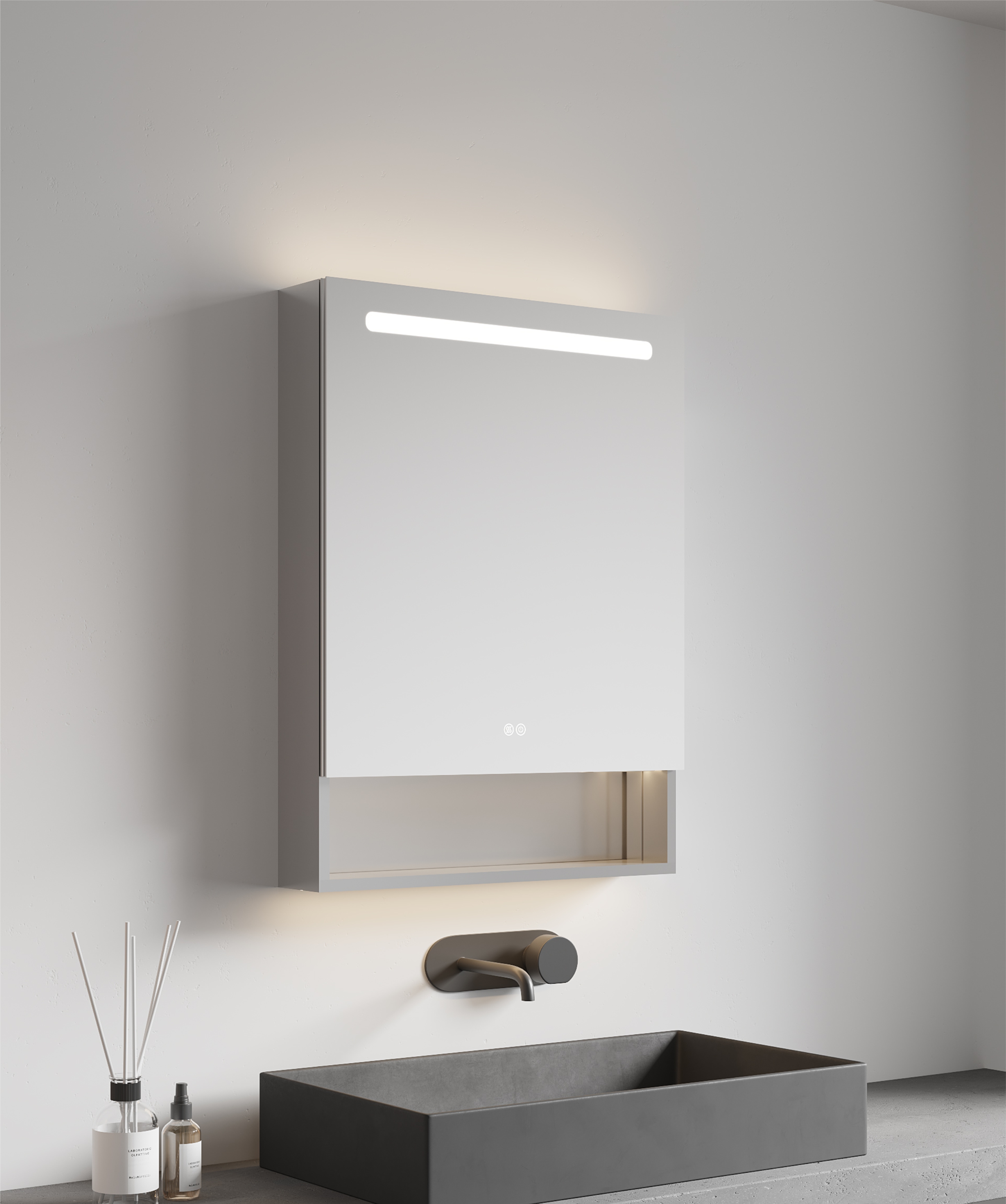 Neptum NGH101ALED Bathroom Mirror Cabinet Storage