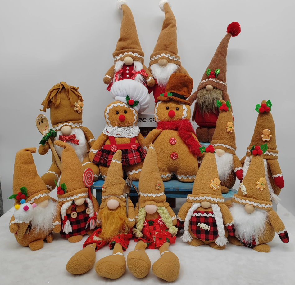 Wholesale Christmas Gingerbread Gnomes Plush Ideal for Xmas Indoor Gnomes decor