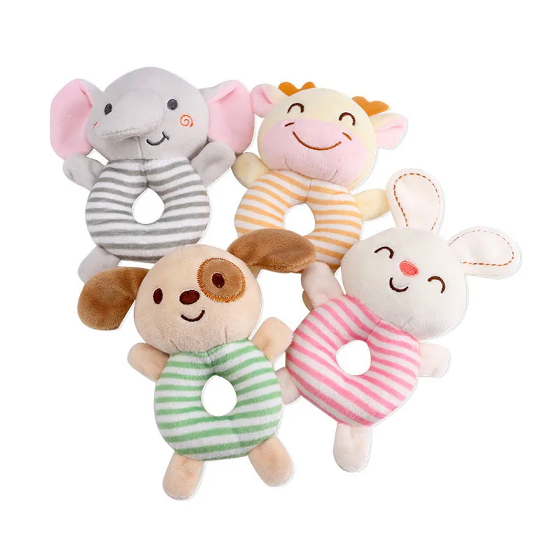 Animal Shape Soft Cotton Hand Rattle Baby Soothing Toy for Children with Hand Grab Feature