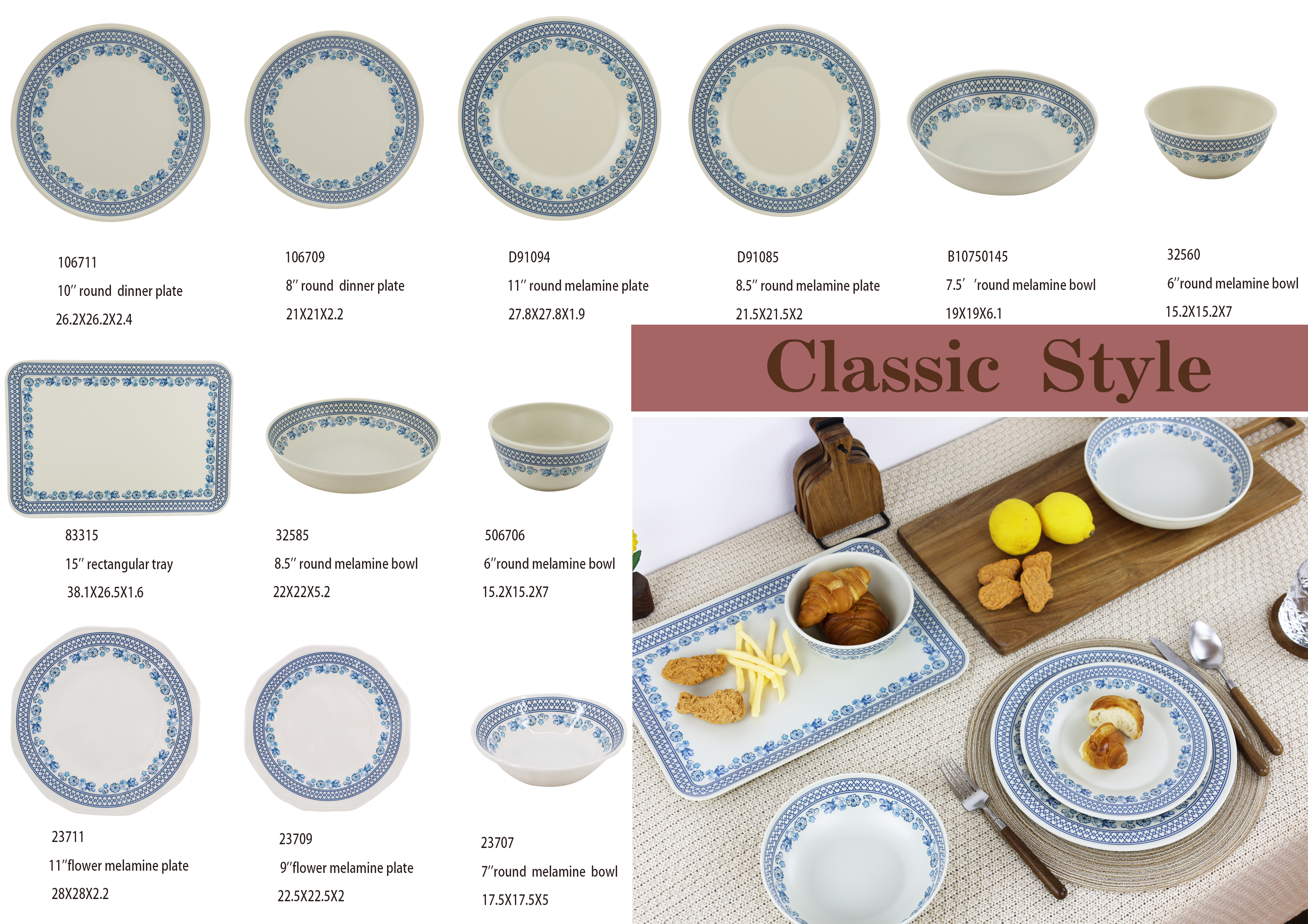 Melamine dinnerware