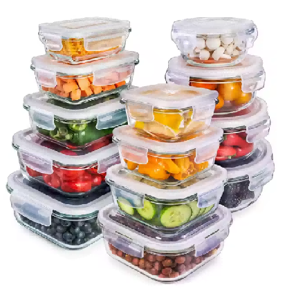 Glass food container with PP lid