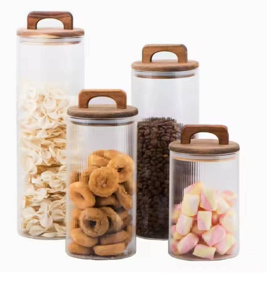 Glass canister with Accacia Lid