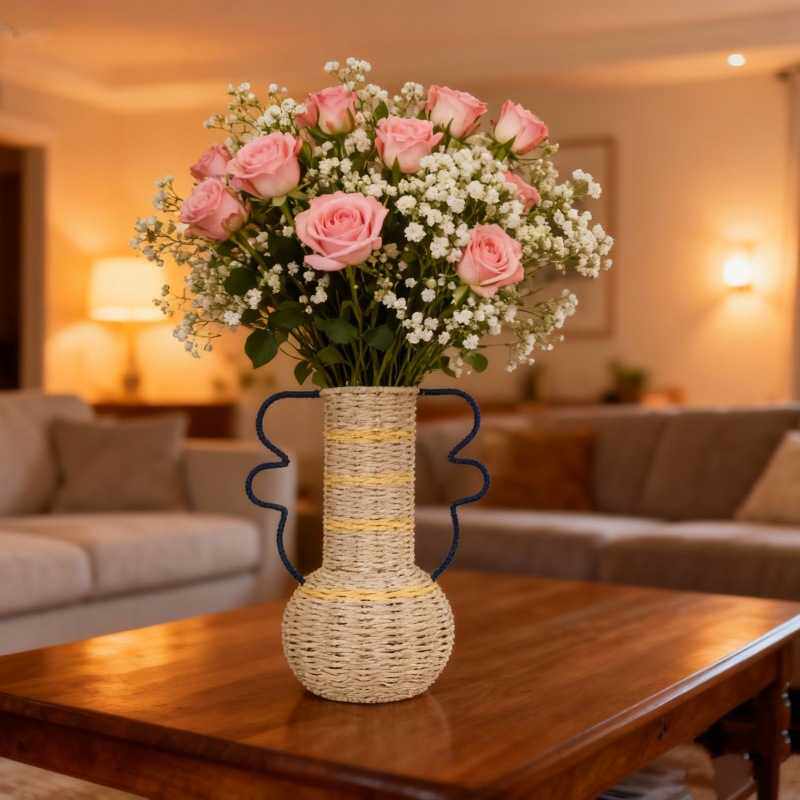 Handmade woven paper rope vase