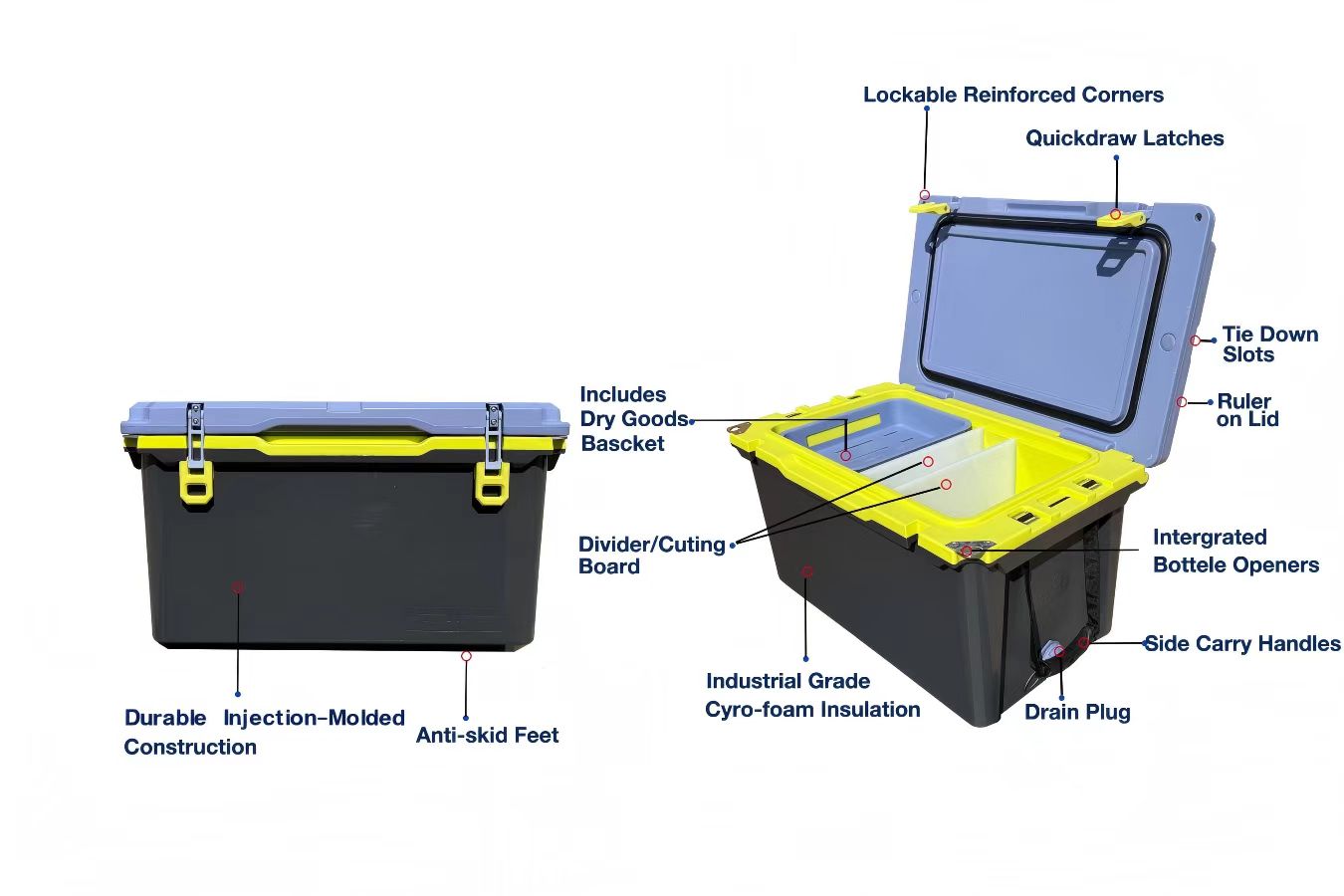 48qt Hard Cooler Without Wheels&handles