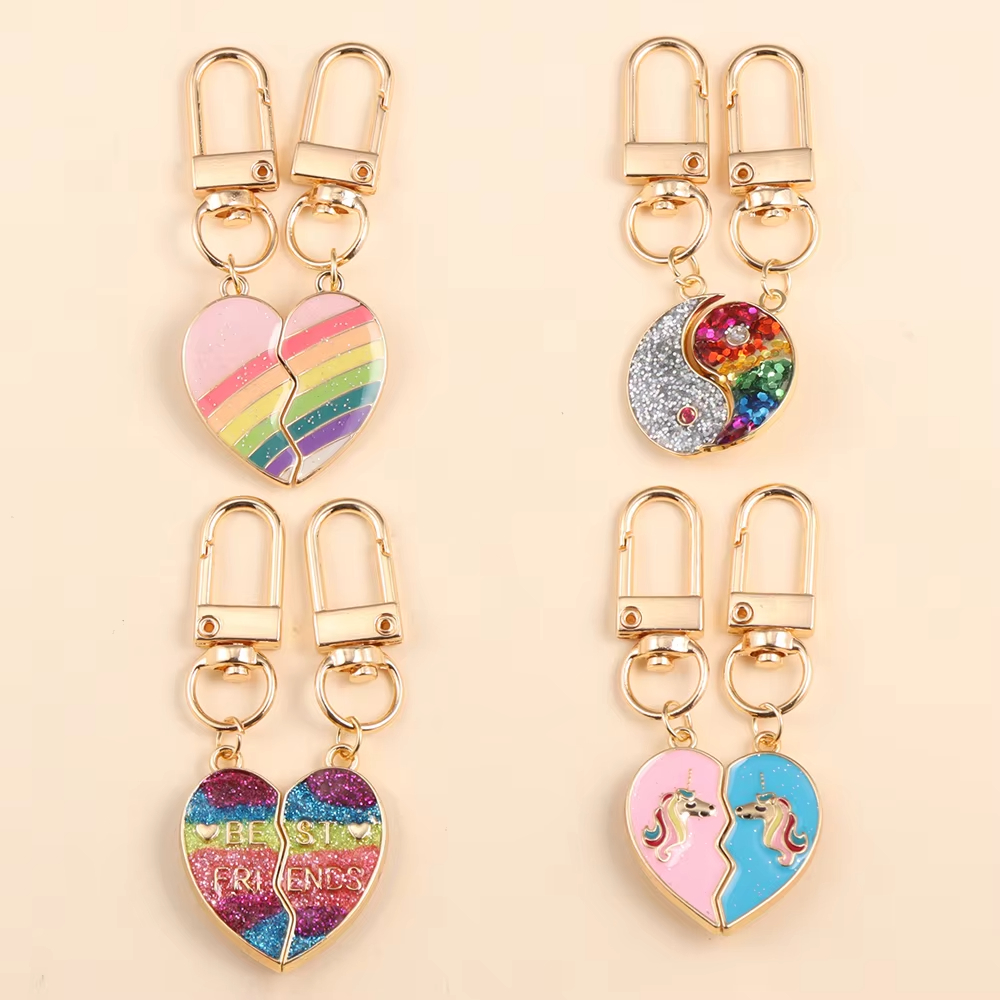 Customizable Couple Rainbow Keychain Laser Engraved Metal Keychain