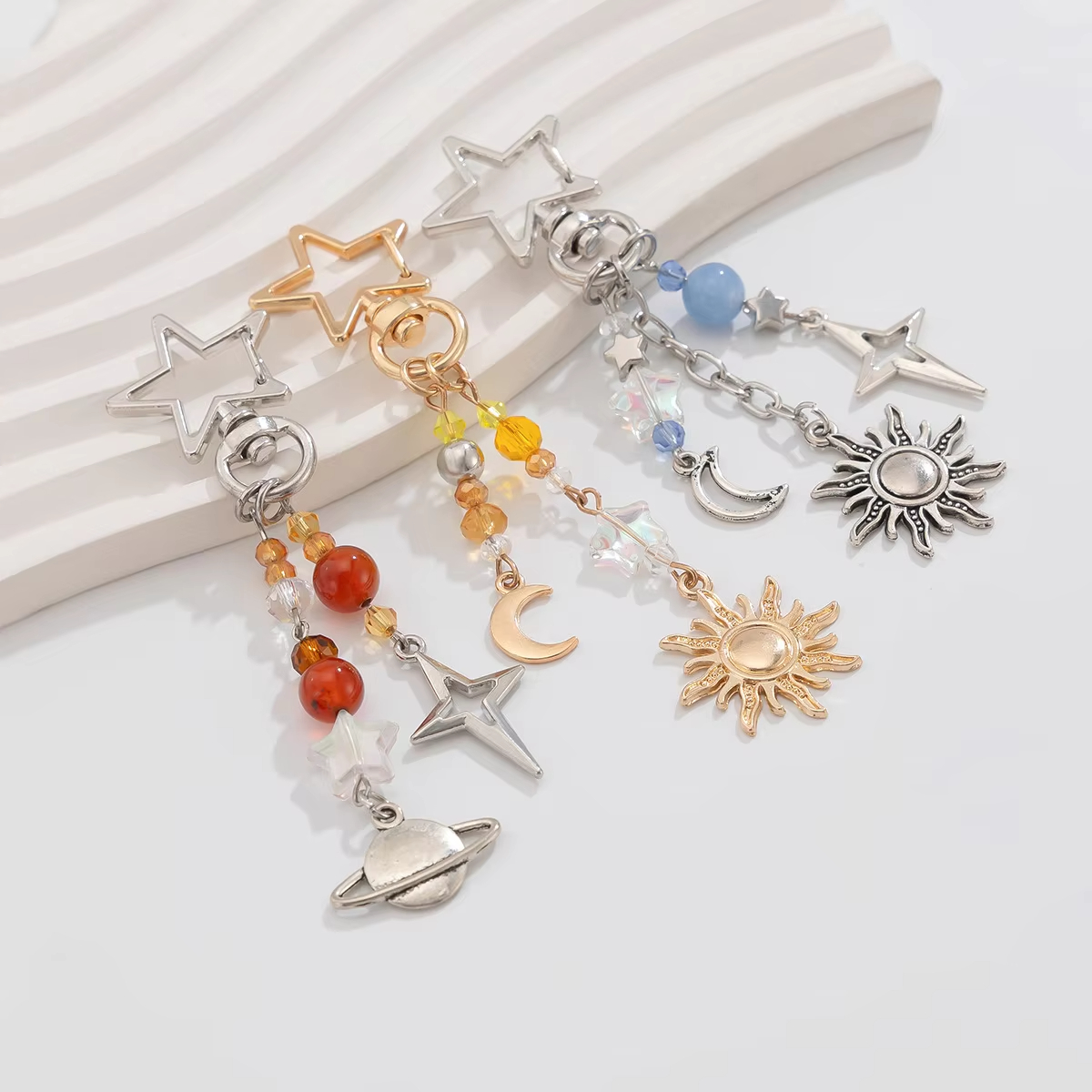 OEM Fashion Keychain Butterfly Bow Beaded Keyring Pendants