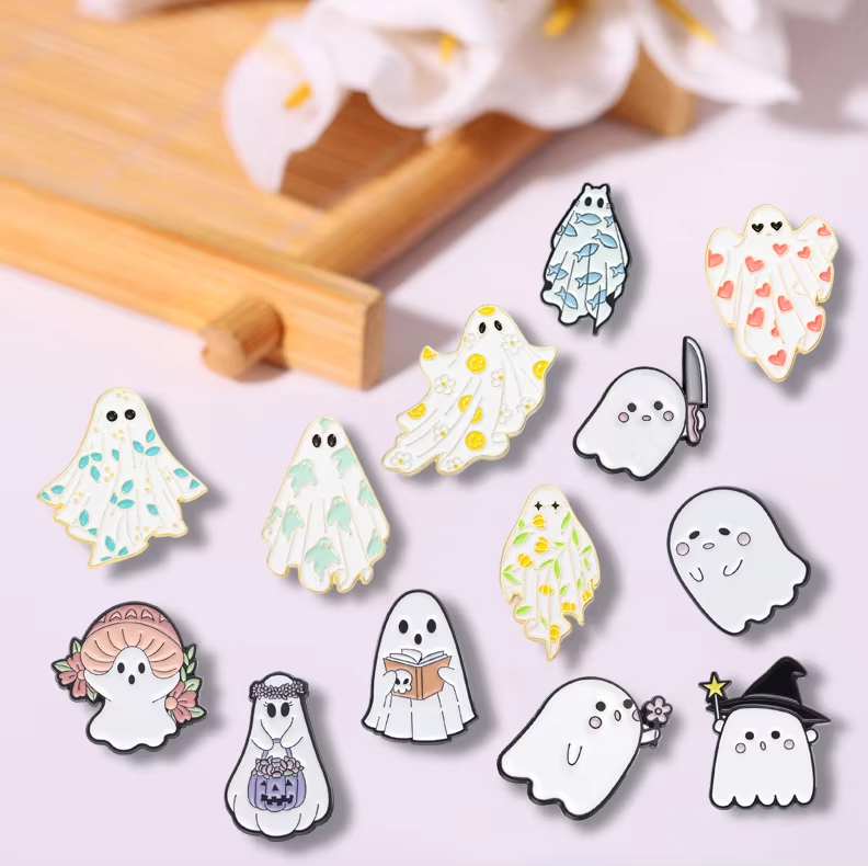 Manufacturer Custom Halloween Enamel Badges Ghost Brooch Pins