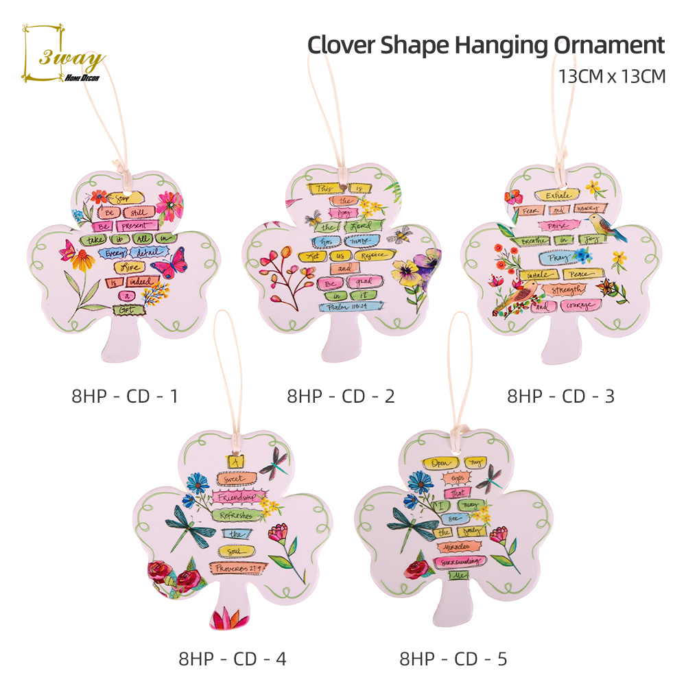 SquareFit Ceramic Hanging Ornament Clover Shape 13x13 cm