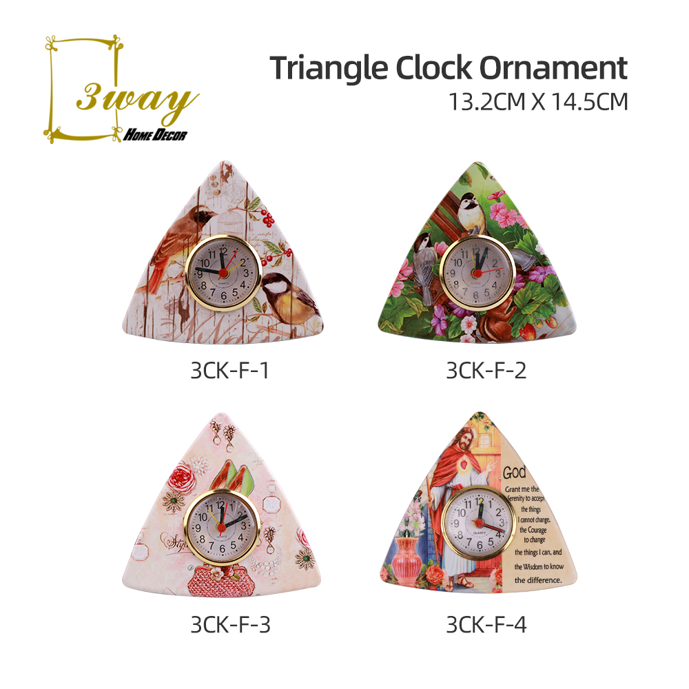 SquareFit Ceramic Clock Triangle Shape 13.2x13.2 cm