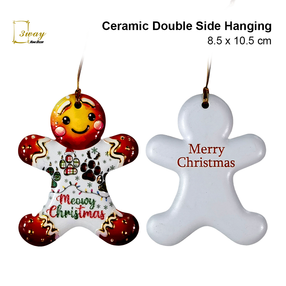 SquareFit Ceramic Hanging Ornament Gingerbread Man Shape 8.5x10.5 cm