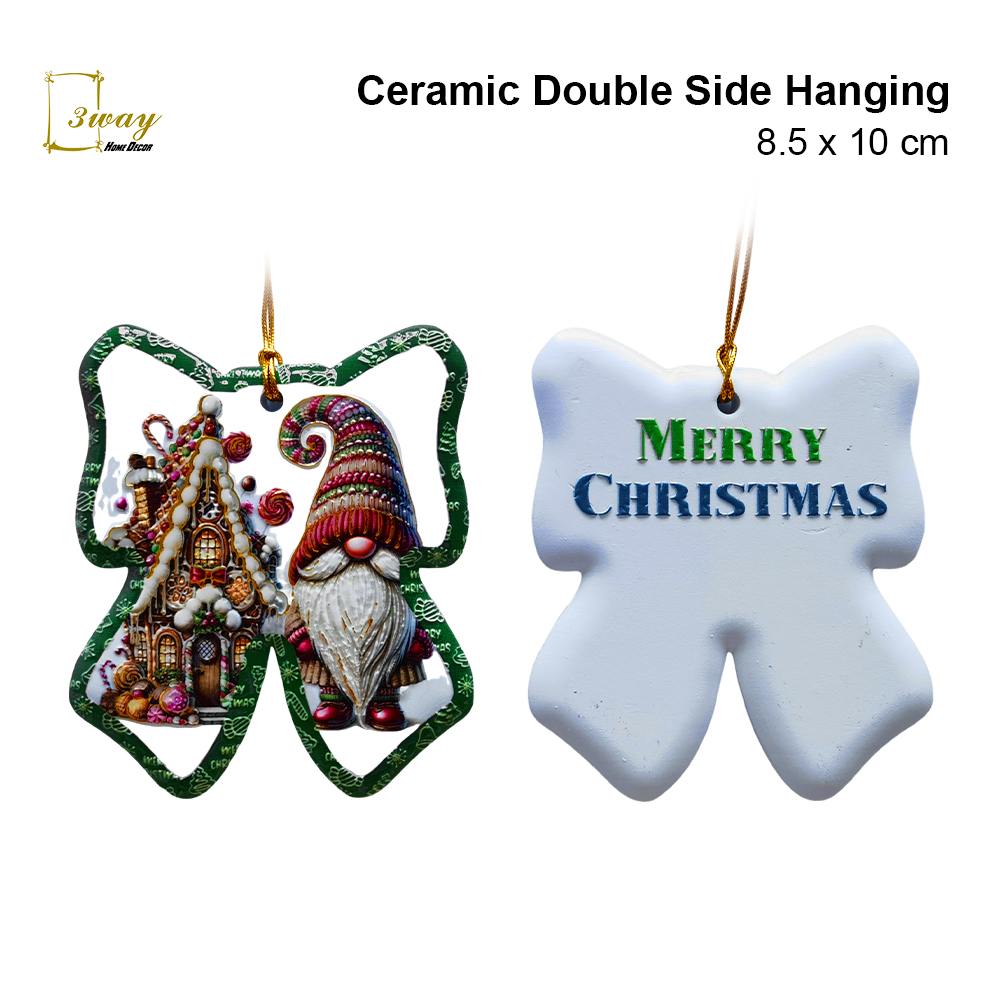 SquareFit Ceramic Hanging Ornament Bowknot Shape 8.5x10 cm