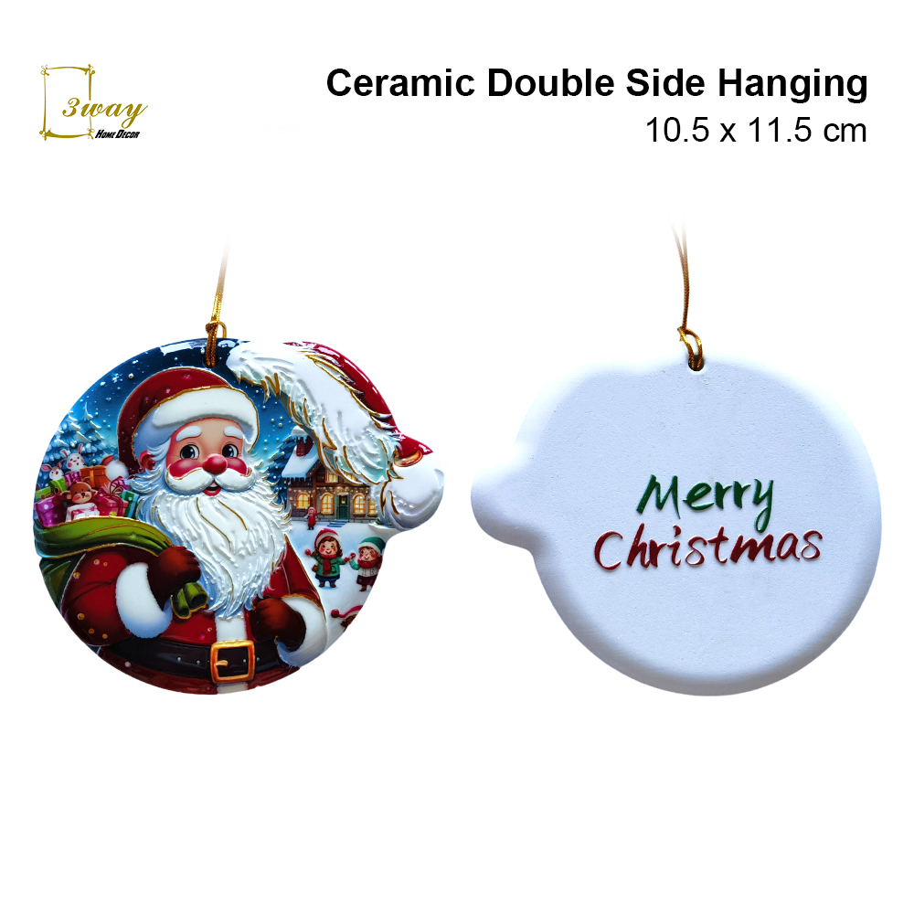 SquareFit Ceramic Hanging Ornament Santa Hat Shape 10.5x11.5 cm
