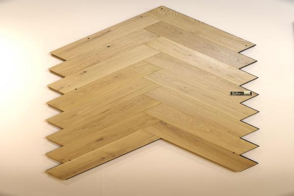 Brushed natural oiled herringbone engineered floor