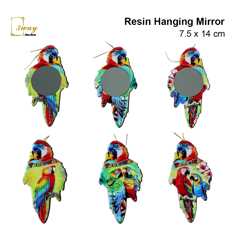 SquareFit Resin Mirror Parrot Shape 7.5x14 cm