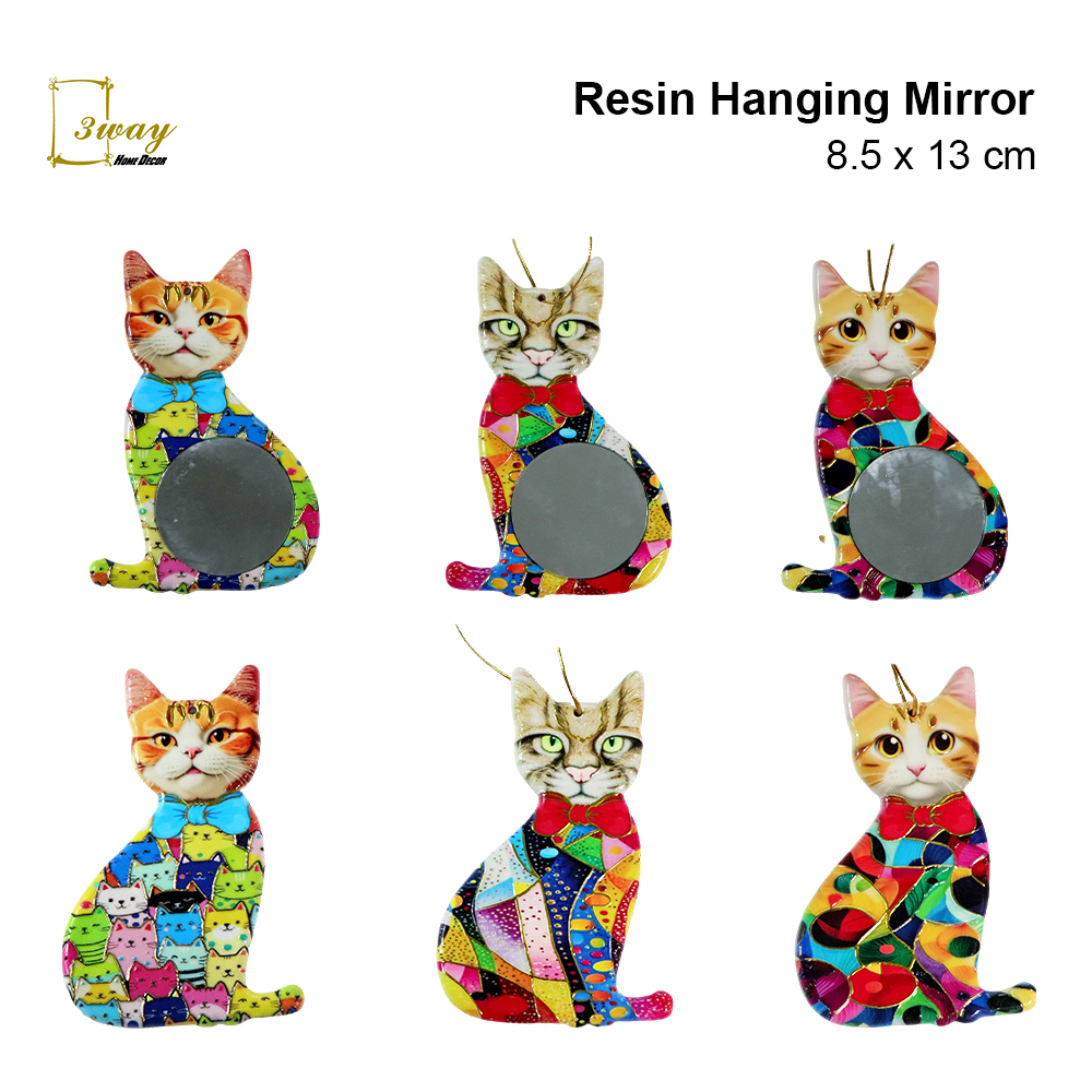 SquareFit Resin Mirror Cat Shape 8.5x13 cm