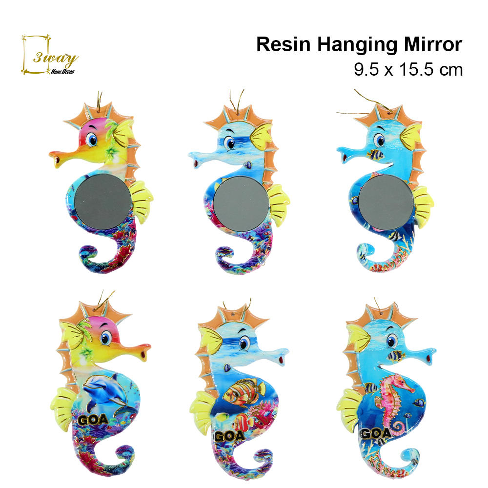 SquareFit Resin Mirror Seahorse Shape 9.5x15.5 cm