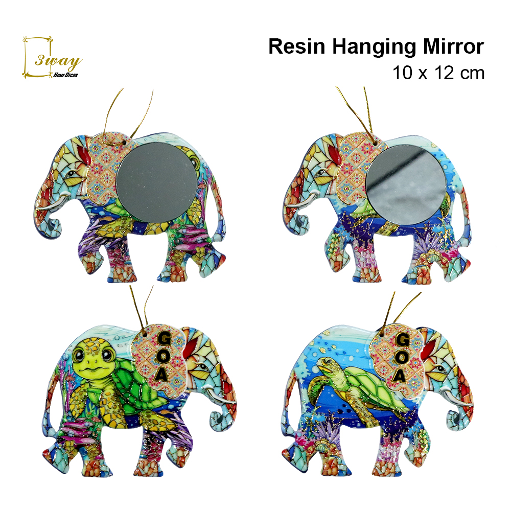 SquareFit Resin Mirror Elephant Shape 10x12 cm