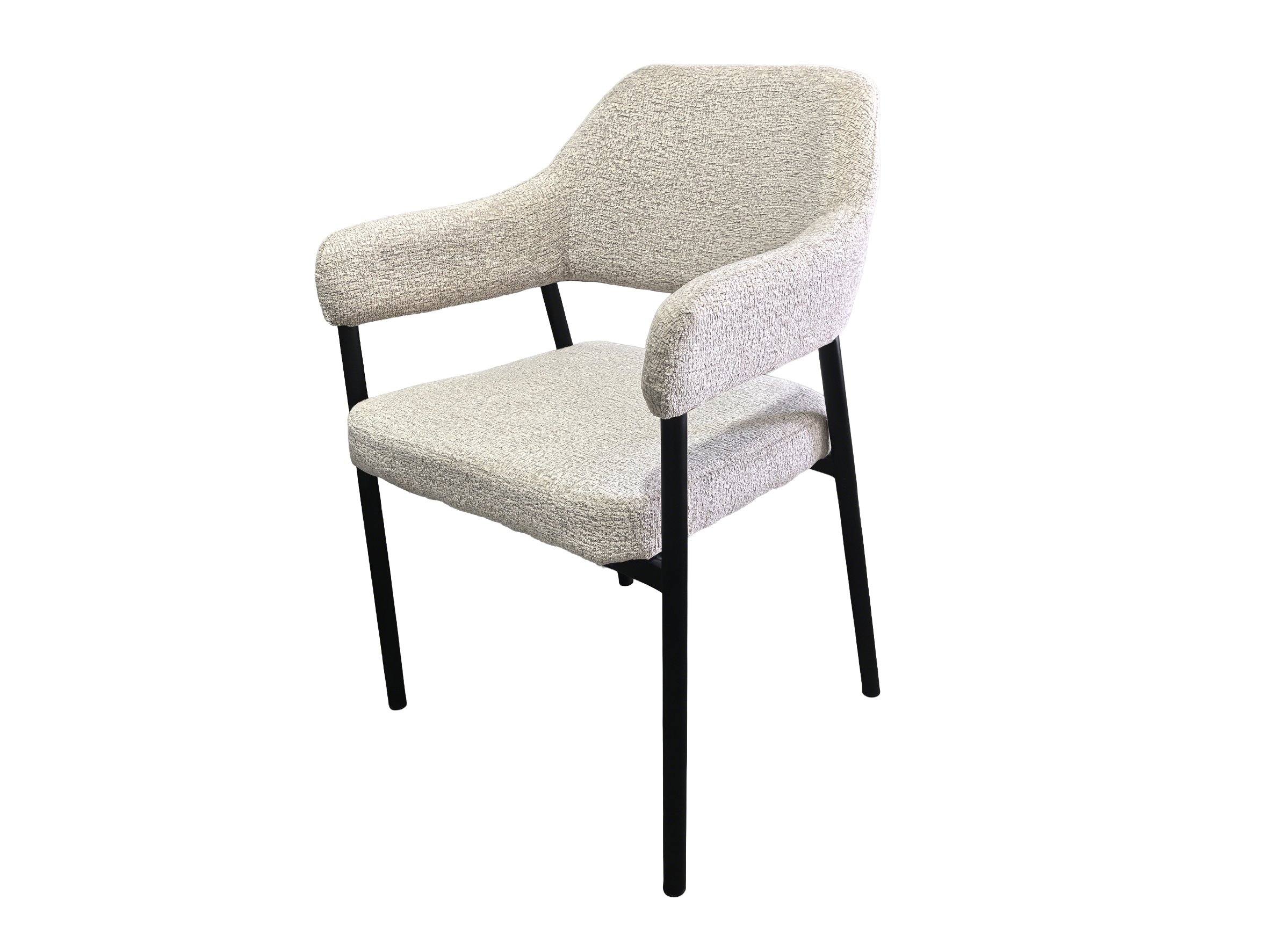 Comfortable Stylish Fabric Dining Chair With Armrest Black Metal Legs for Home Kitchen Restaurant