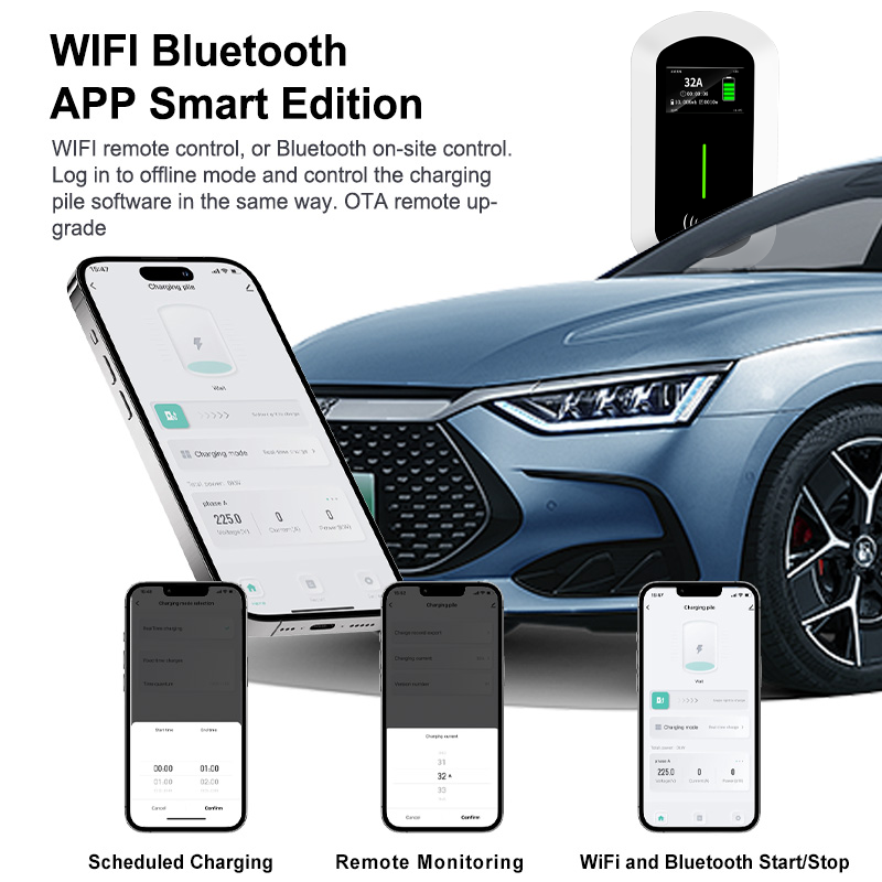 Smart 7kw EV Charging Station Type 2 Wall-Mounted EV Charger with Tuya APP