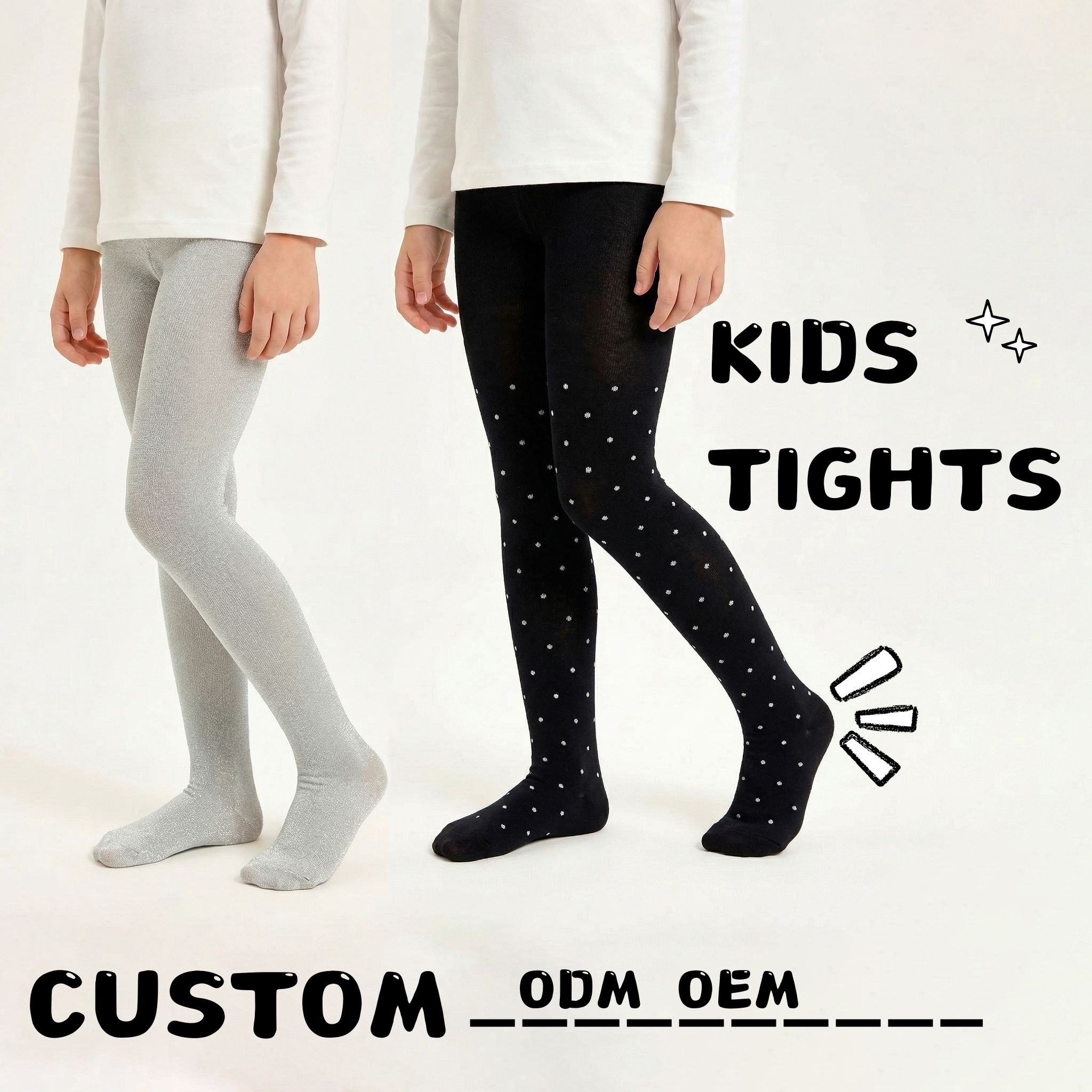 HUAYANG Custom Knitted Breathable Kids Lurex Tights Anti-Pilling Party Pantyhose for Girls