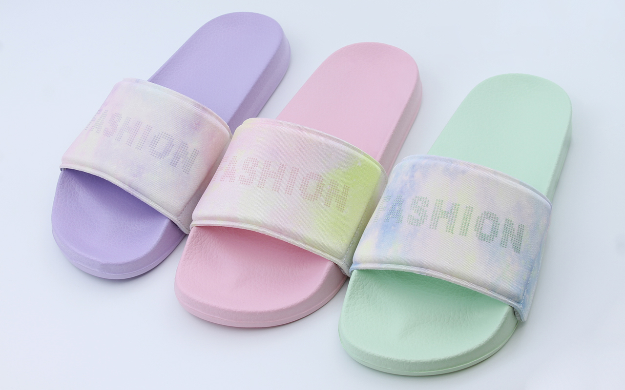 Unisex Replaceable Velcro Slides, Tie-Dye Fashion EVA Slippers for Indoor & Outdoor, Beach & Bath