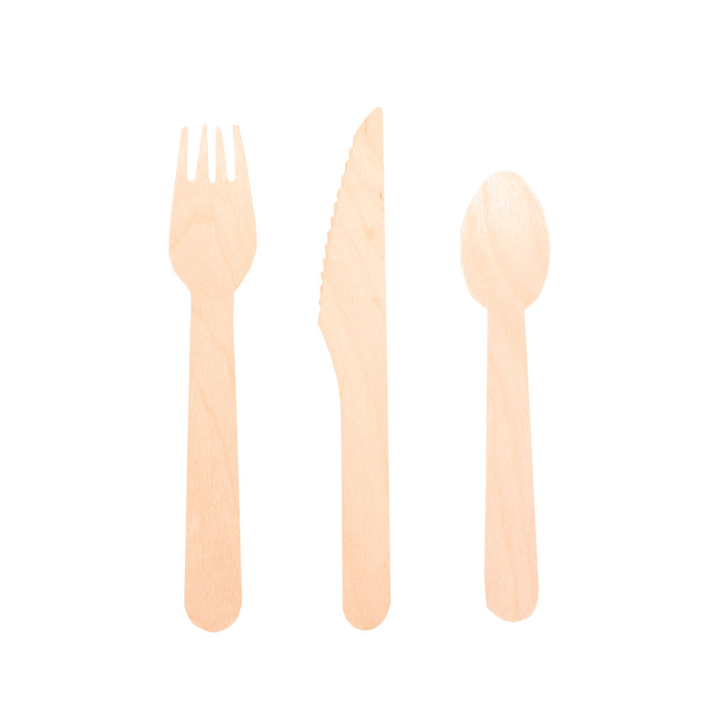 Wood Disposable Cutlery Set Eco-Friendly Compostable Biodegradable Utensils Plastic-Free Party