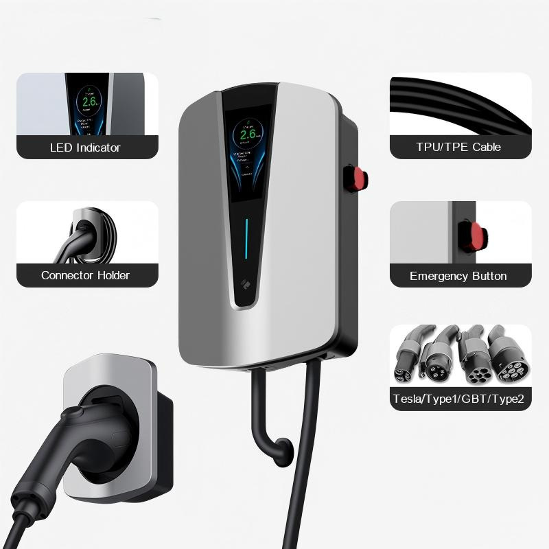 Home & Commercial 7kw Type2 Ocpp 1.6 Smart EV Charger Wallbox IP55 Networked