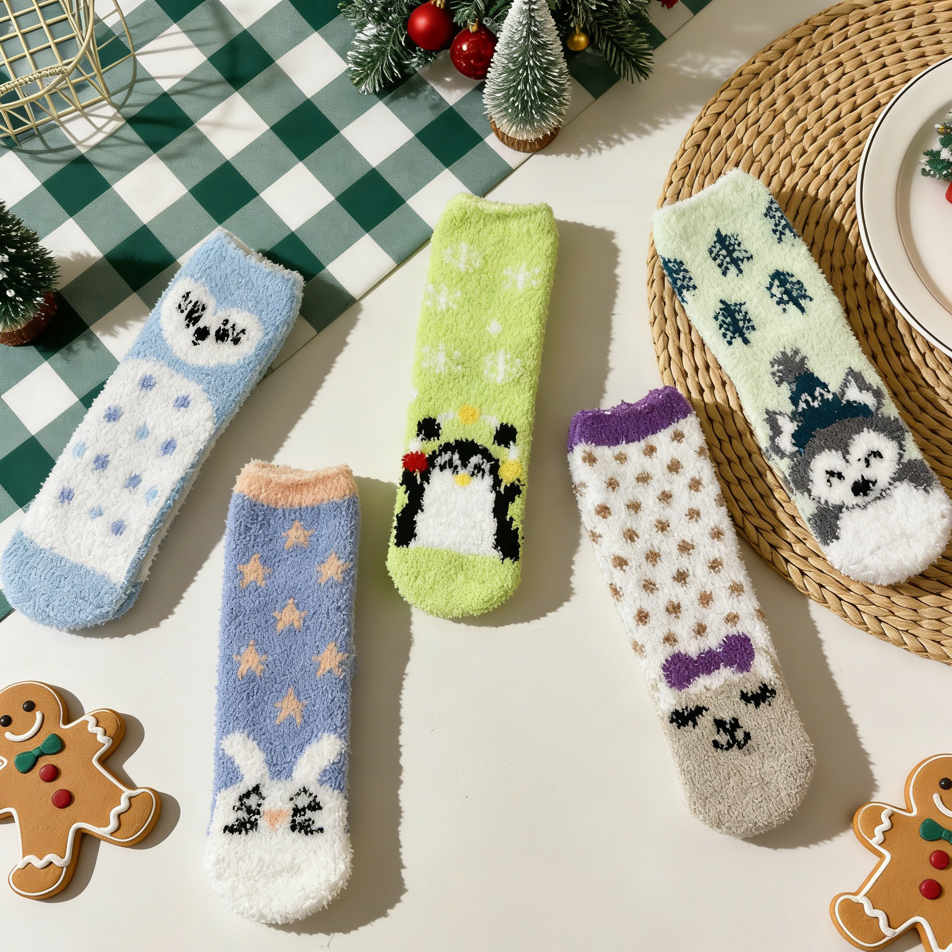 HUAYANG Custom Wholesale Women Fuzzy Winter Soft Socks Warm Keeping Socks