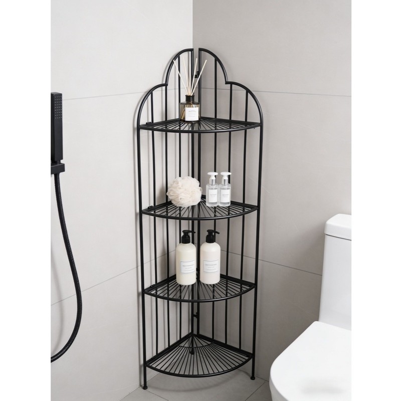 Bathroom Corner Shelf, Iron Art Storage Rack for Restroom