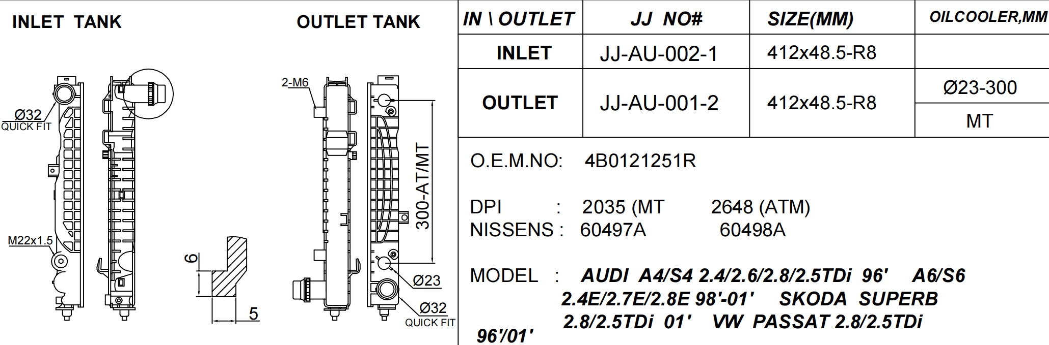 Radiator plastic tank
