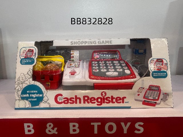 B&BTOYS CASH REIGSTER USE 2XAA, With sound and light,calculator,Simulate printing of receipts