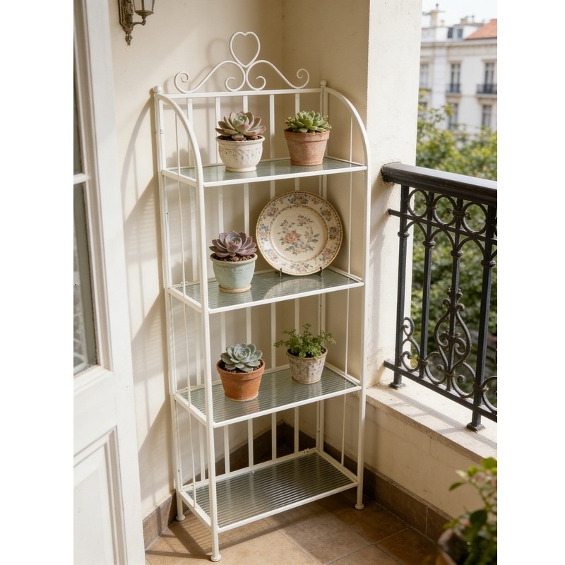 Nordic Style Iron Art Shelf, Living Room Balcony Floor-standing Storage Rack