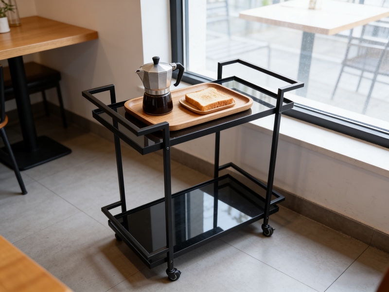 Nordic Style Iron Art Serving Cart, Home Kitchen Wine and Drink Trolley